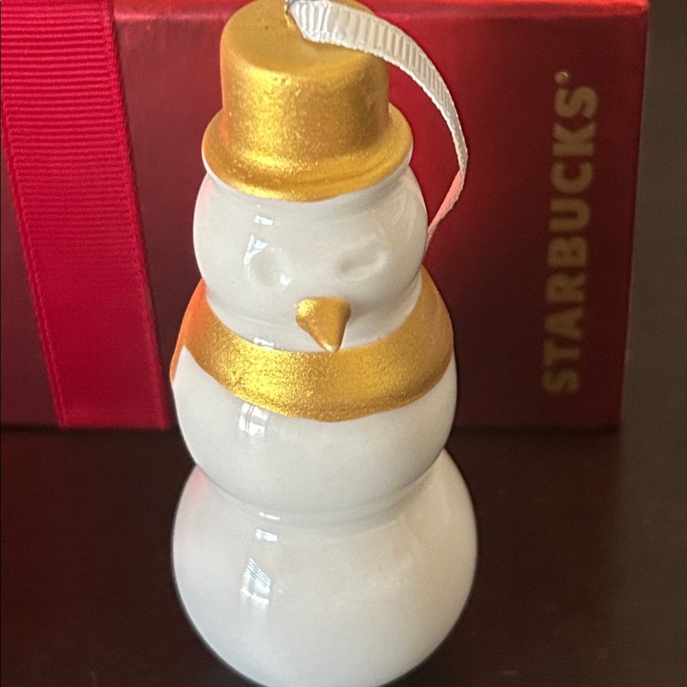 *SOLD* ☃️ Starbucks Winking Snowman Ceramic Ornament New - Picture 2 of 5